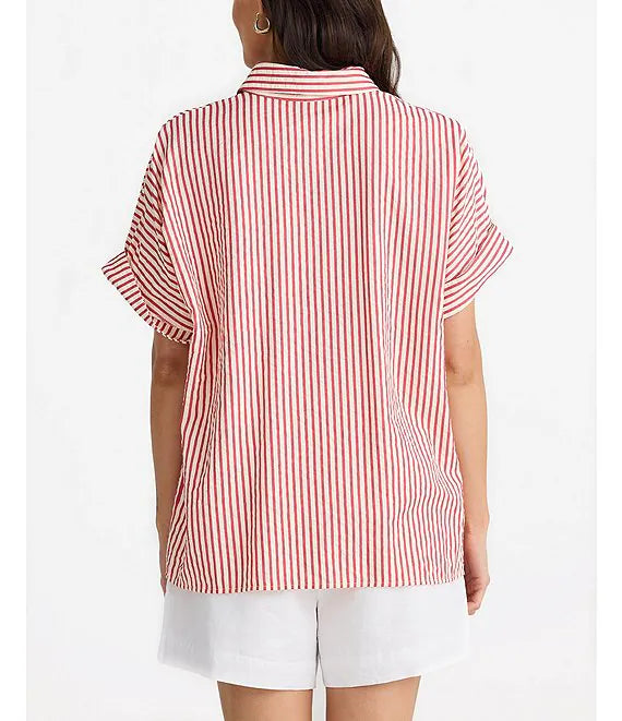Alice Shirt in White with Red Stripes, from Brave + True