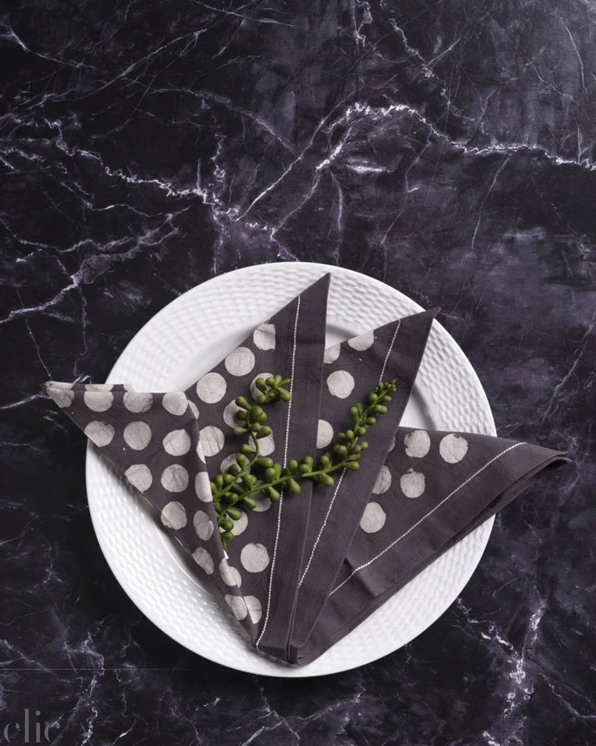 Polka Dot Napkin in Grey