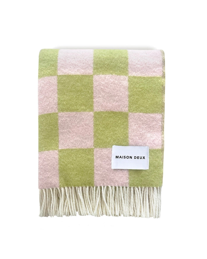 Checkerboard Blanket in Kiwi and Pink, from Maison Deux
