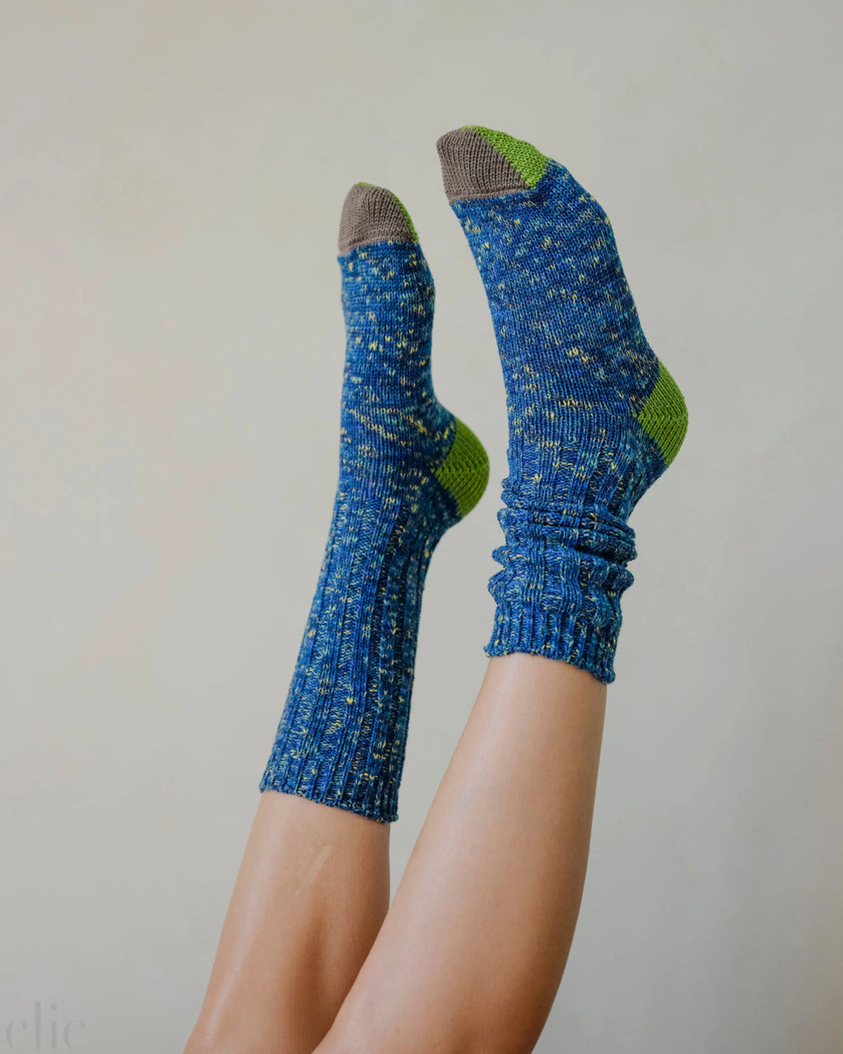 Cotton Split Toe Crew Socks in Fjord, from Degen
