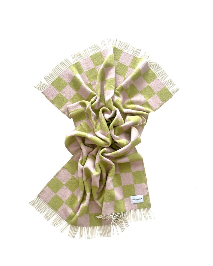 Checkerboard Blanket in Kiwi and Pink, from Maison Deux