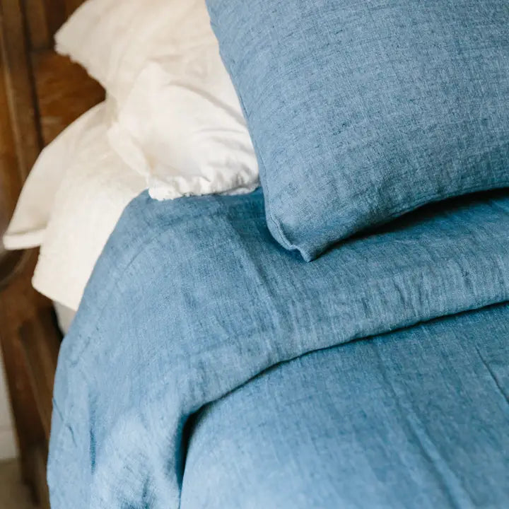 Linen Duvet Cover Set in Denim Blue, from Creative Women