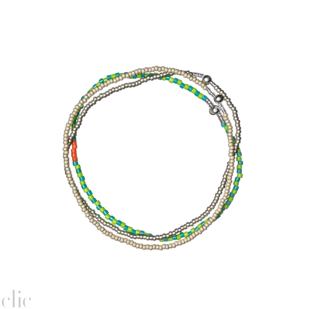Green and Silver Stacked Beaded Bracelet, from Templestones