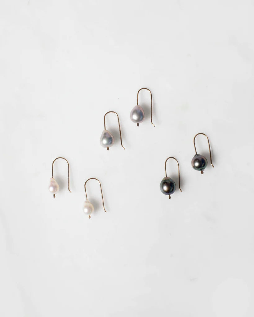 Baroque Pearl Drop Earrings in Silver, from Mary Macgill