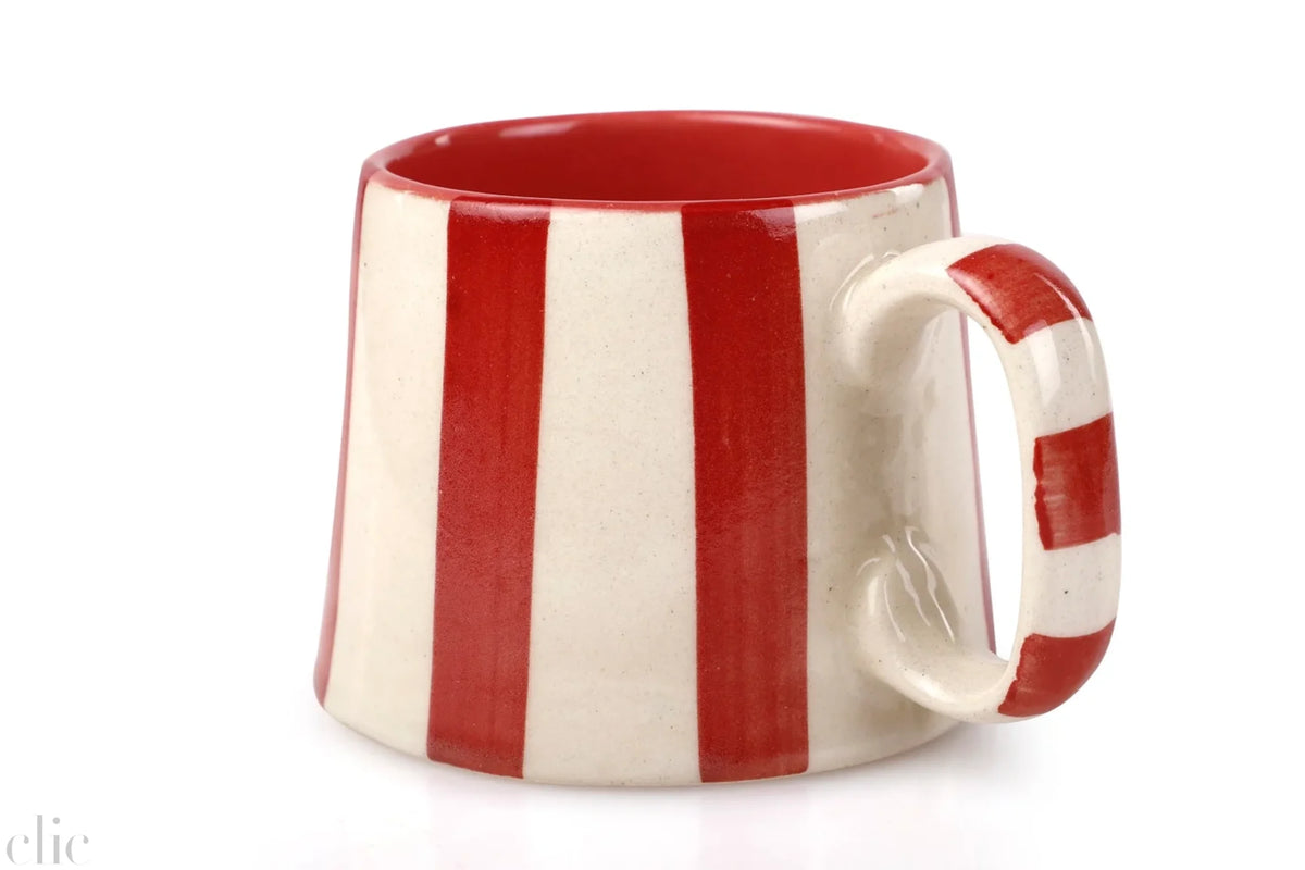Ceramic Stripe Coffee Cup in Red, from Casa Amarosa