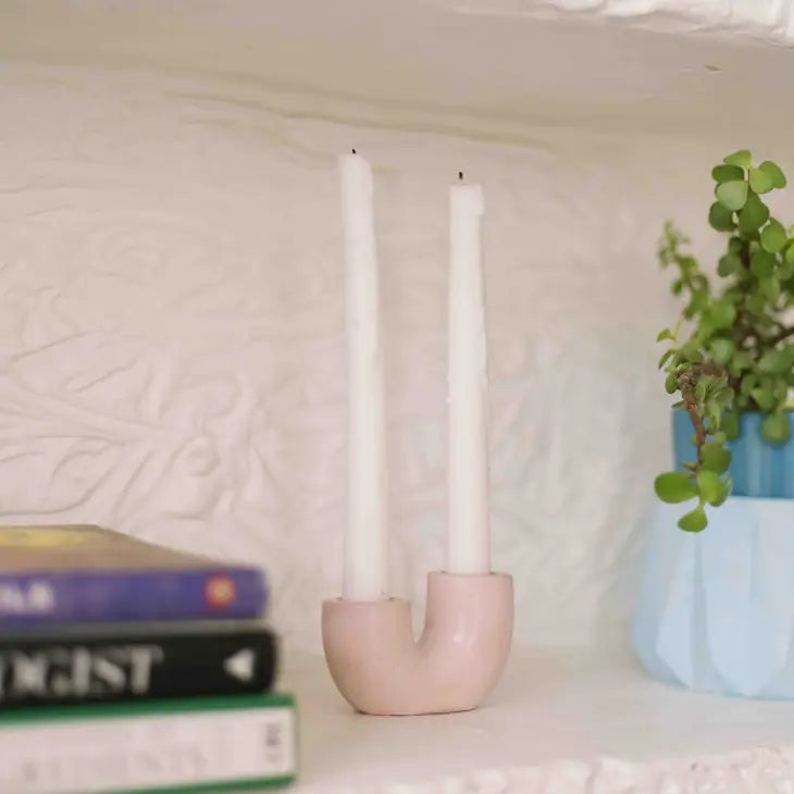 Nordic "U" Shaped Candle Holder in Pink, from Casa Amarosa