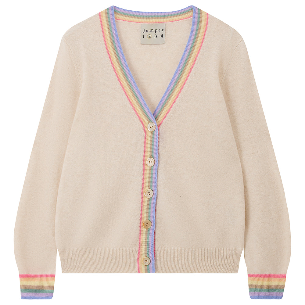 Cashmere Rainbow Cardigan in Oatmeal, from Jumper 1234