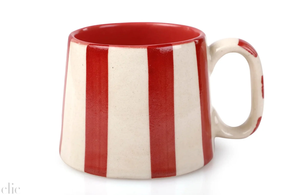 Ceramic Stripe Coffee Cup in Red, from Casa Amarosa