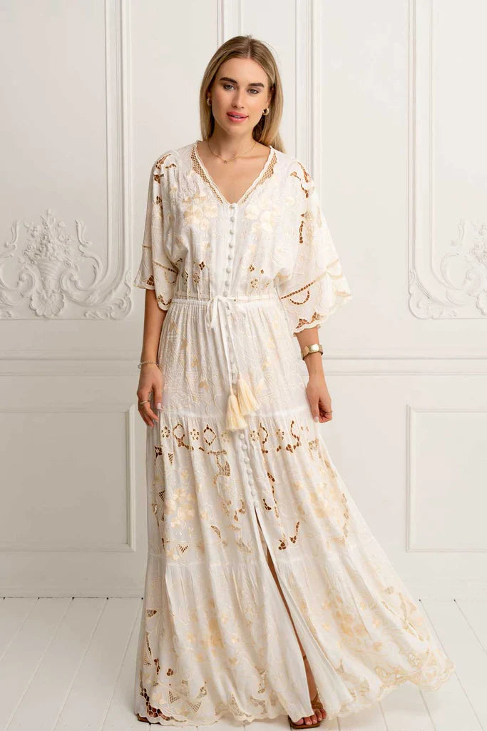 Isla Kimono Dress in White, from Zaimara