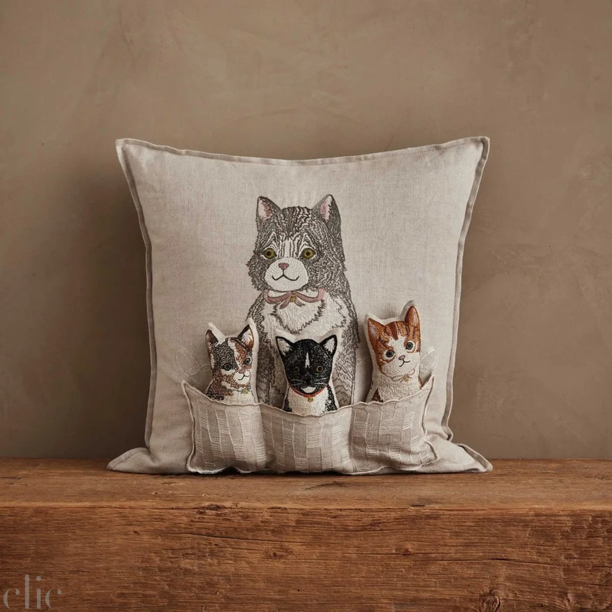 Baskets of Kitten Pock Pillow, from Coral & Tusk