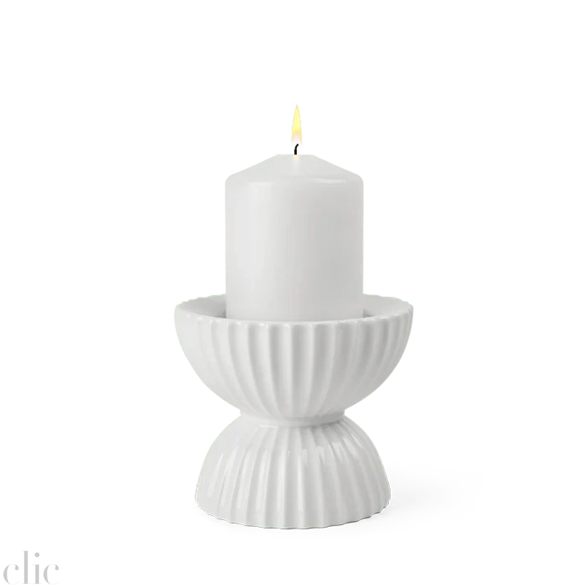 Small Tura Candleholder in White, from Lyngby Porcelaen