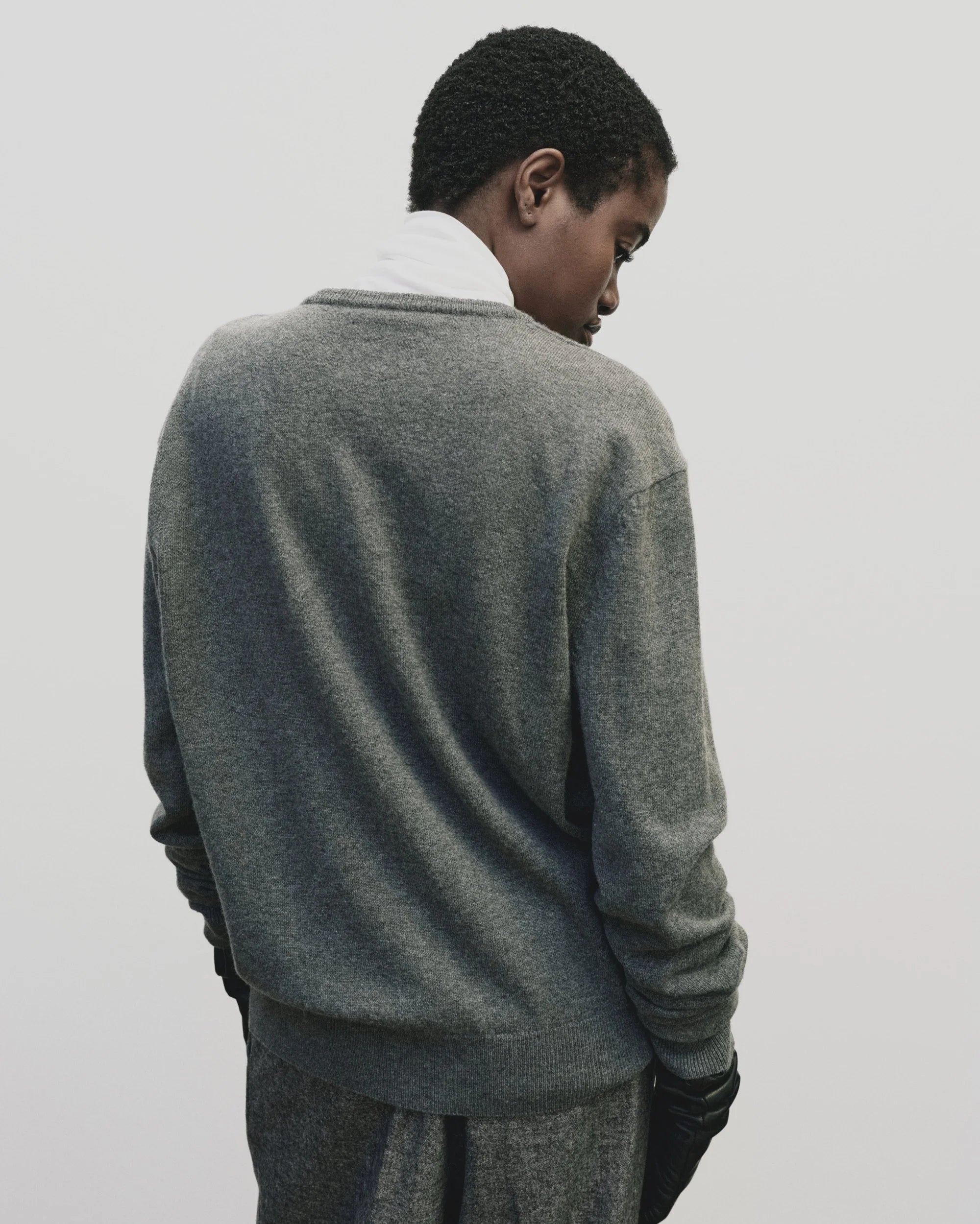 Cashmere Blend V Neck Knit in Gray, from Mijeong Park