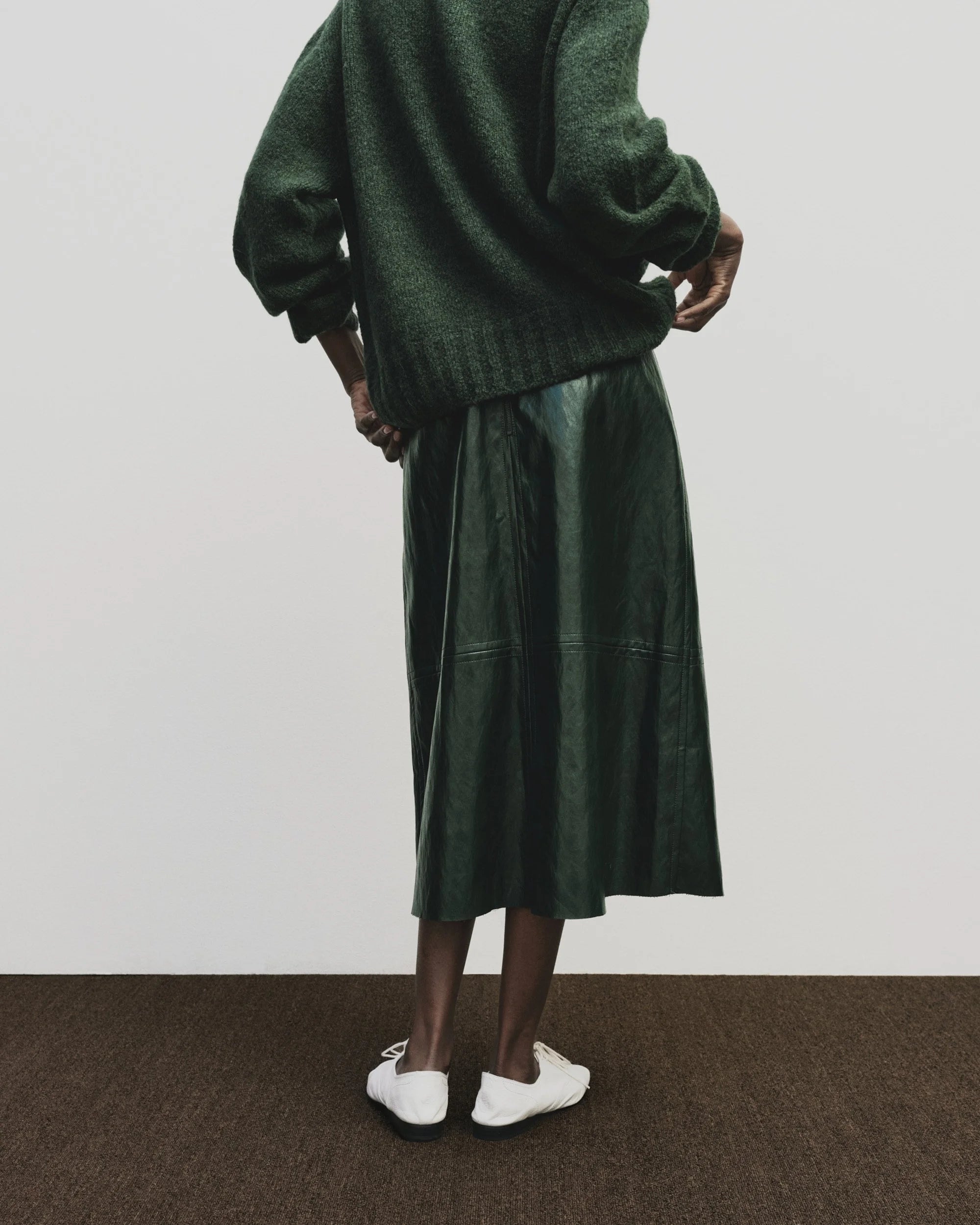 Faux Leather Skirt in Green, from Mijeong Park