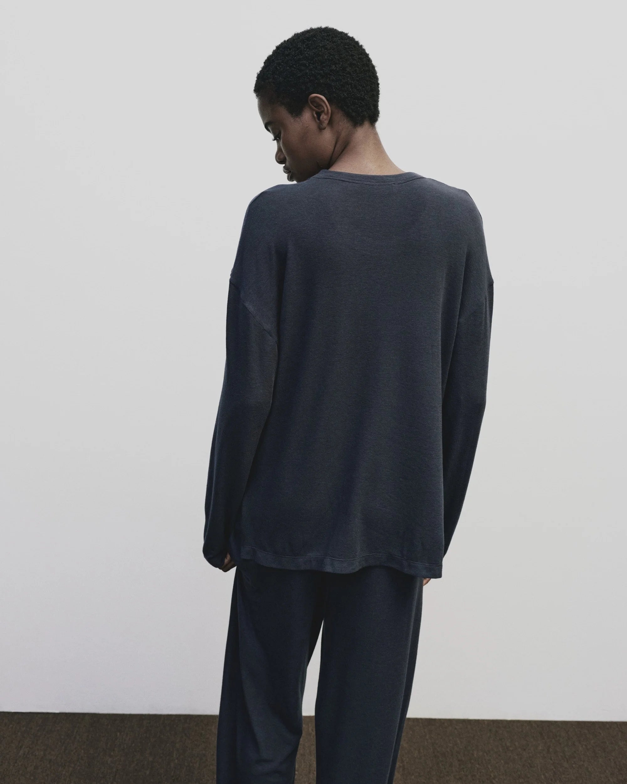 Wool Cotton Jersey T-shirt in Navy, from Mijeong Park