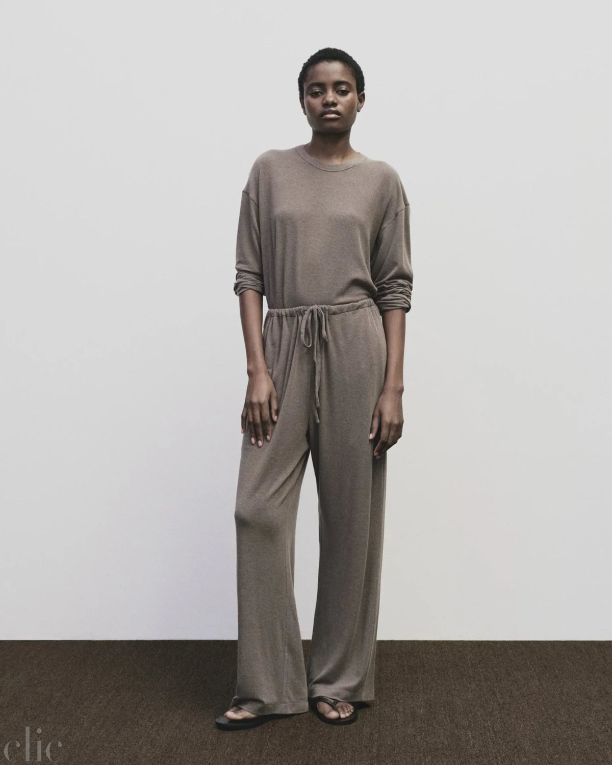 Wool Cotton Jersey T-Shirt in Mocha, from Mijeong Park