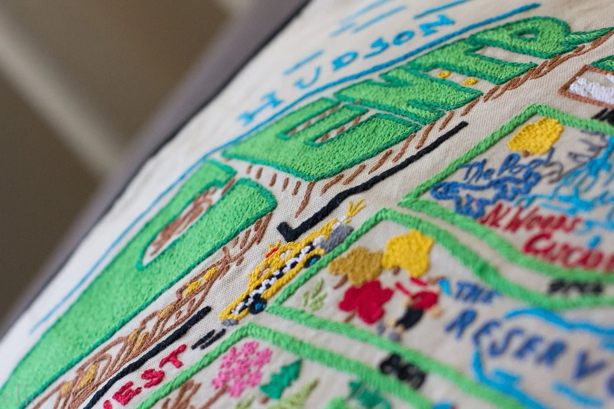 Central Park Hand-Embroidered Pillow