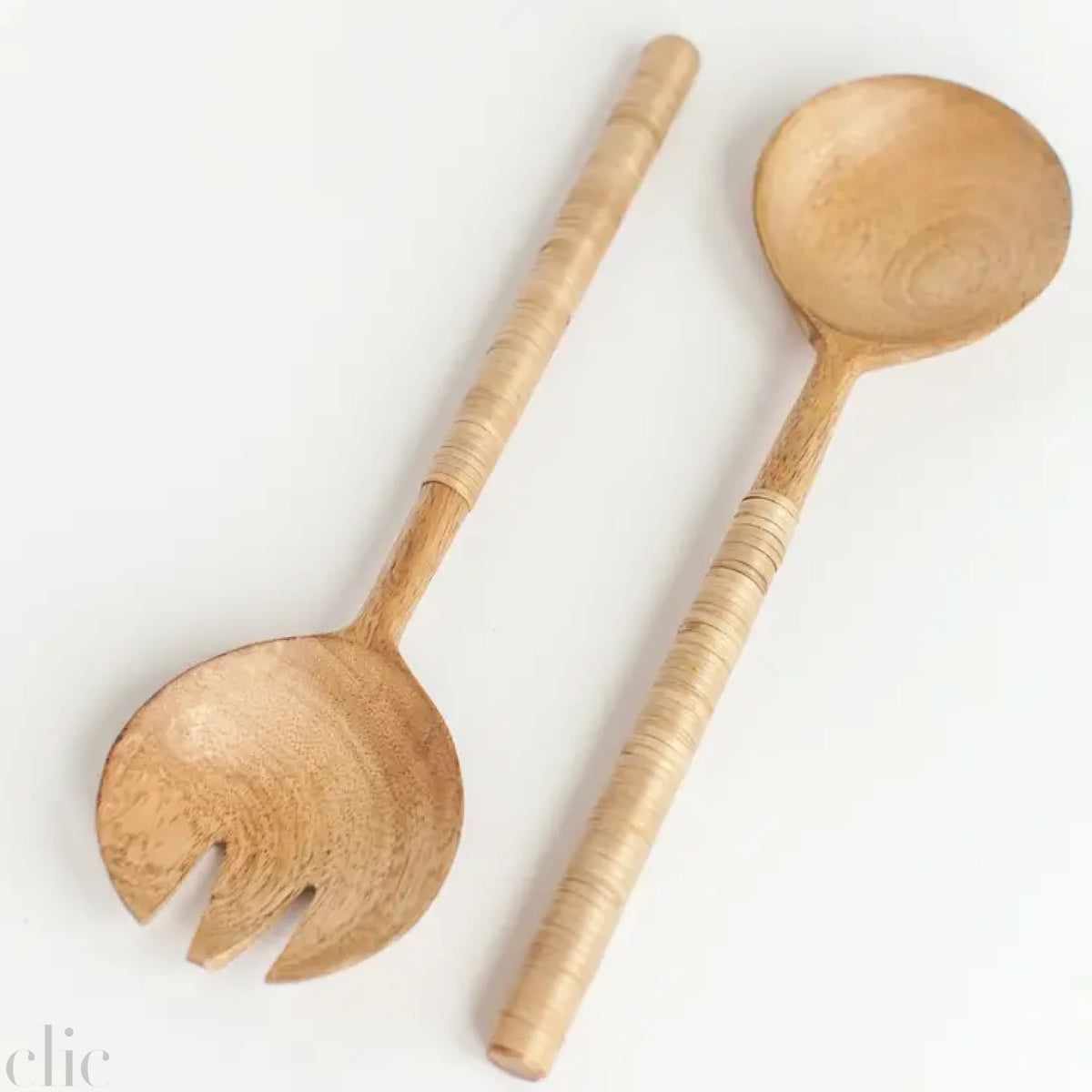 Thin Woven Mango Wood Salad Servers