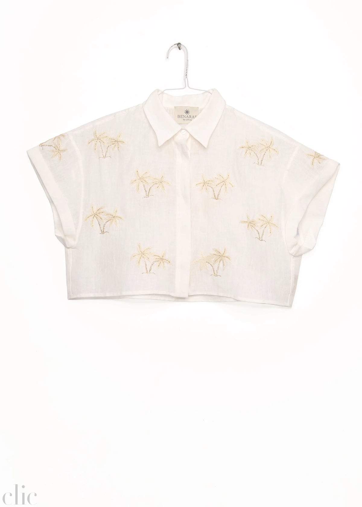 Bondi Palm Tree Short Shirt in White, from Benaras by Citrus