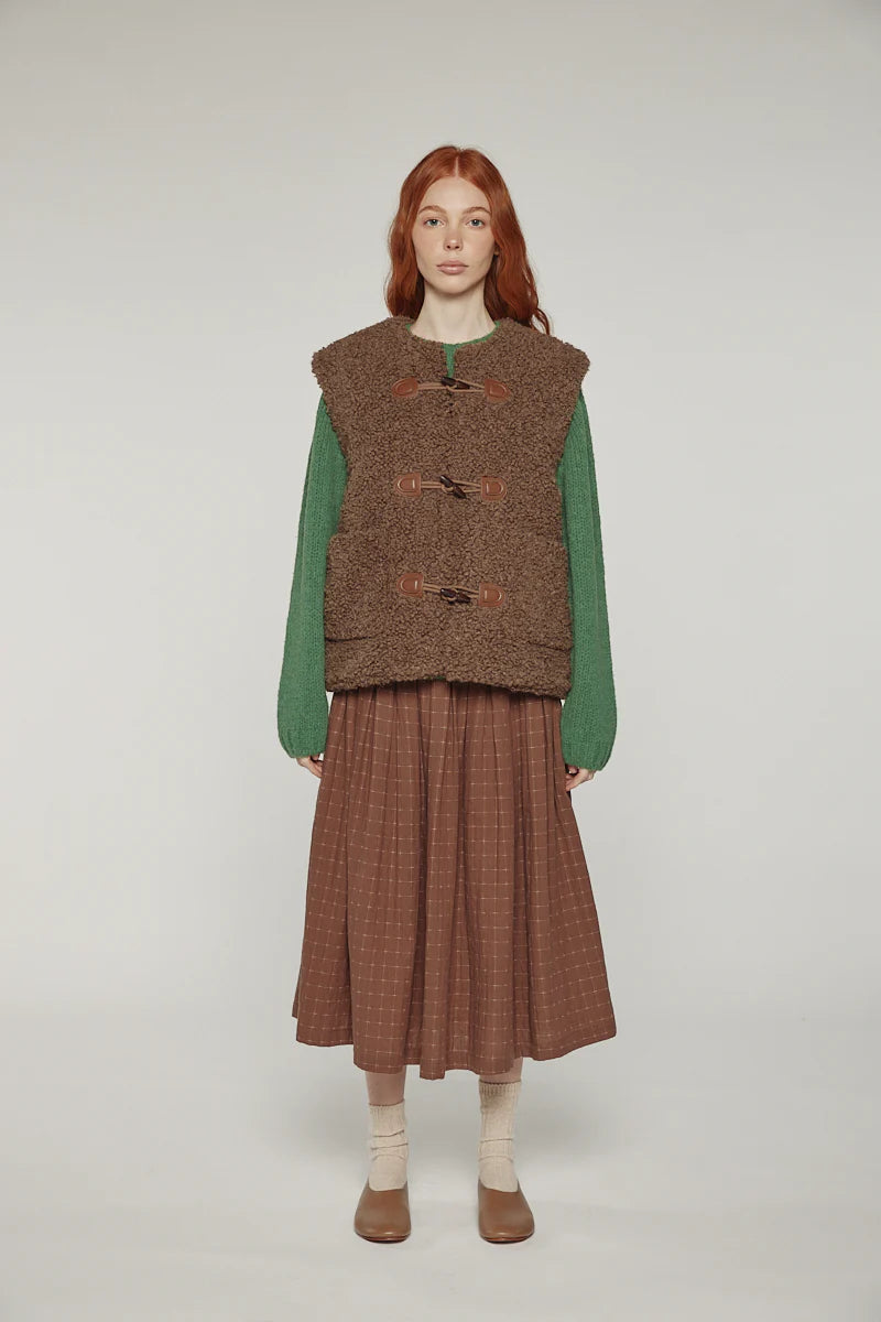 Reversible Toggle Button Vest in Walnut, from Amente