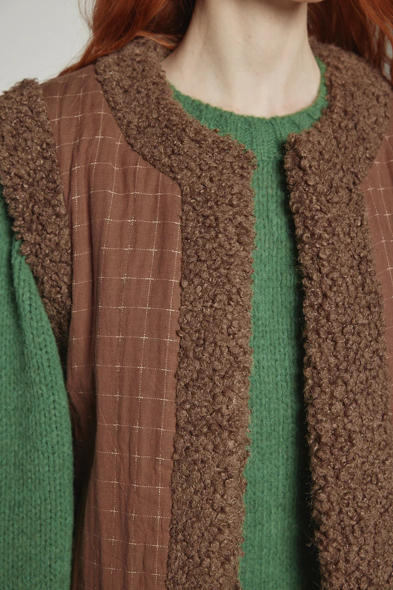 Reversible Toggle Button Vest in Walnut, from Amente