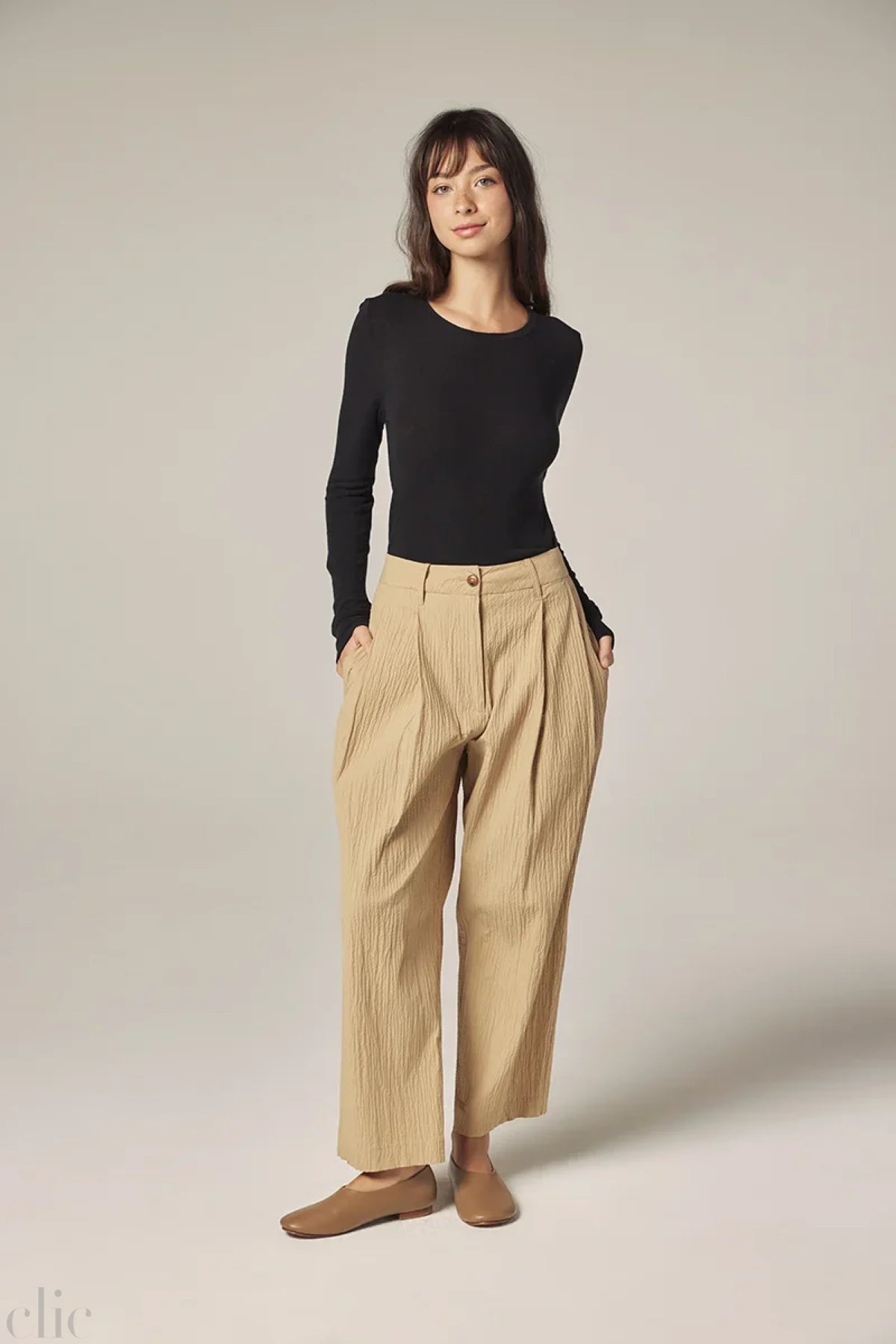 Wool Blend Top in Black, from Amente