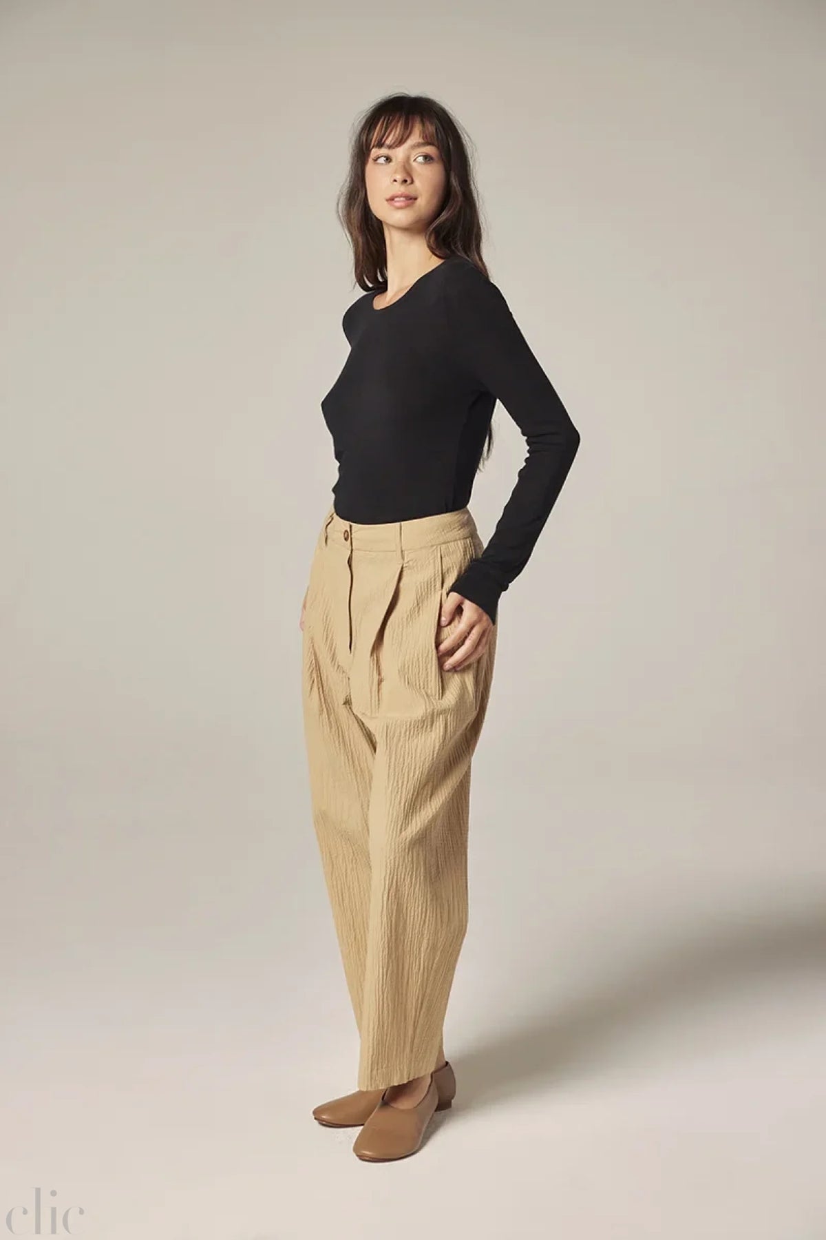 Wool Blend Top in Black, from Amente