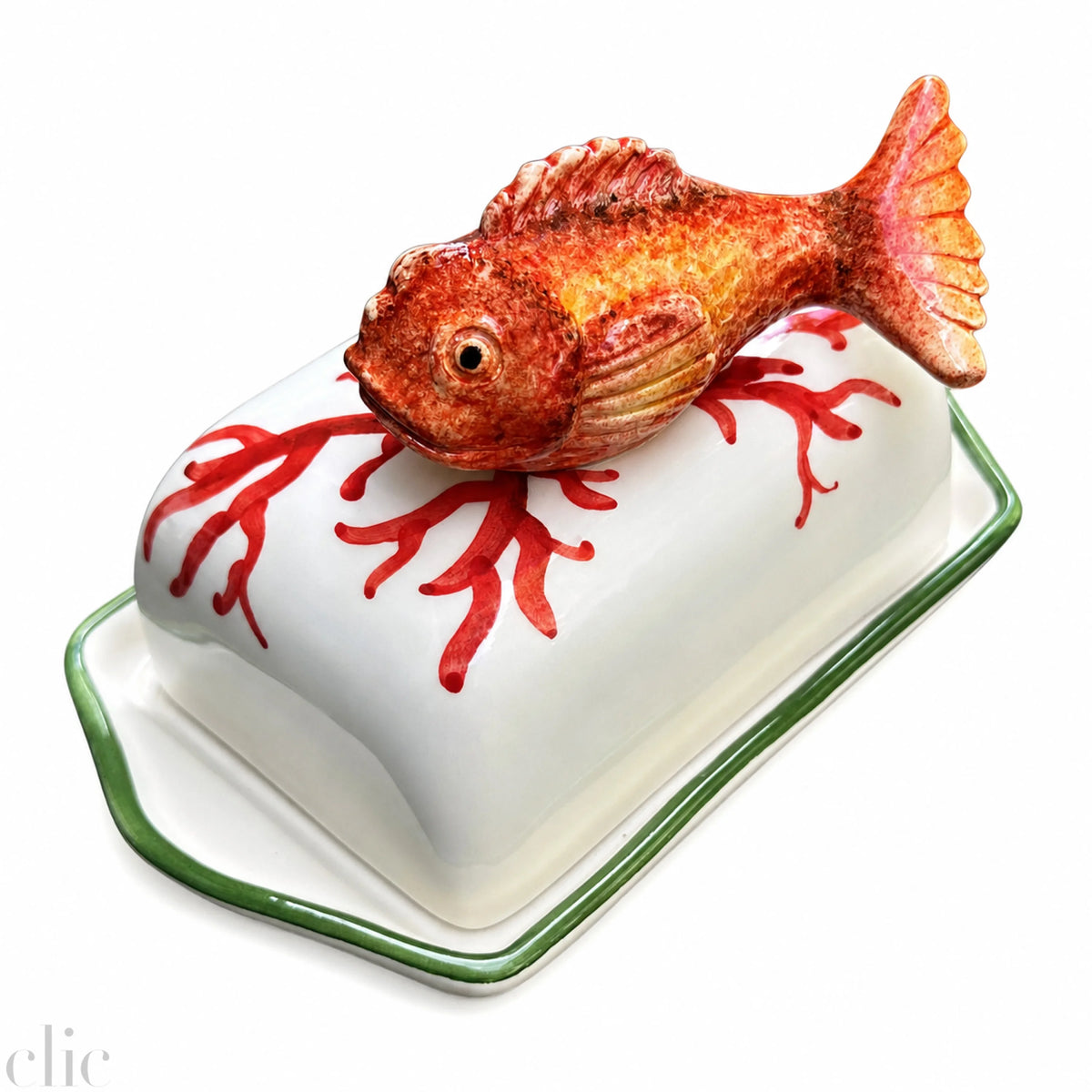 Majolica Scorpionfish Butter Dish, from Au Bain Marie