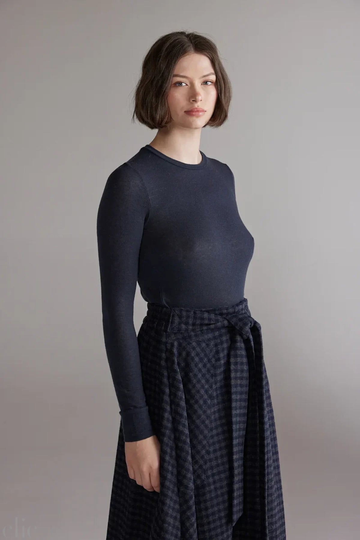 Wool Blend Top in Denim, from Amente