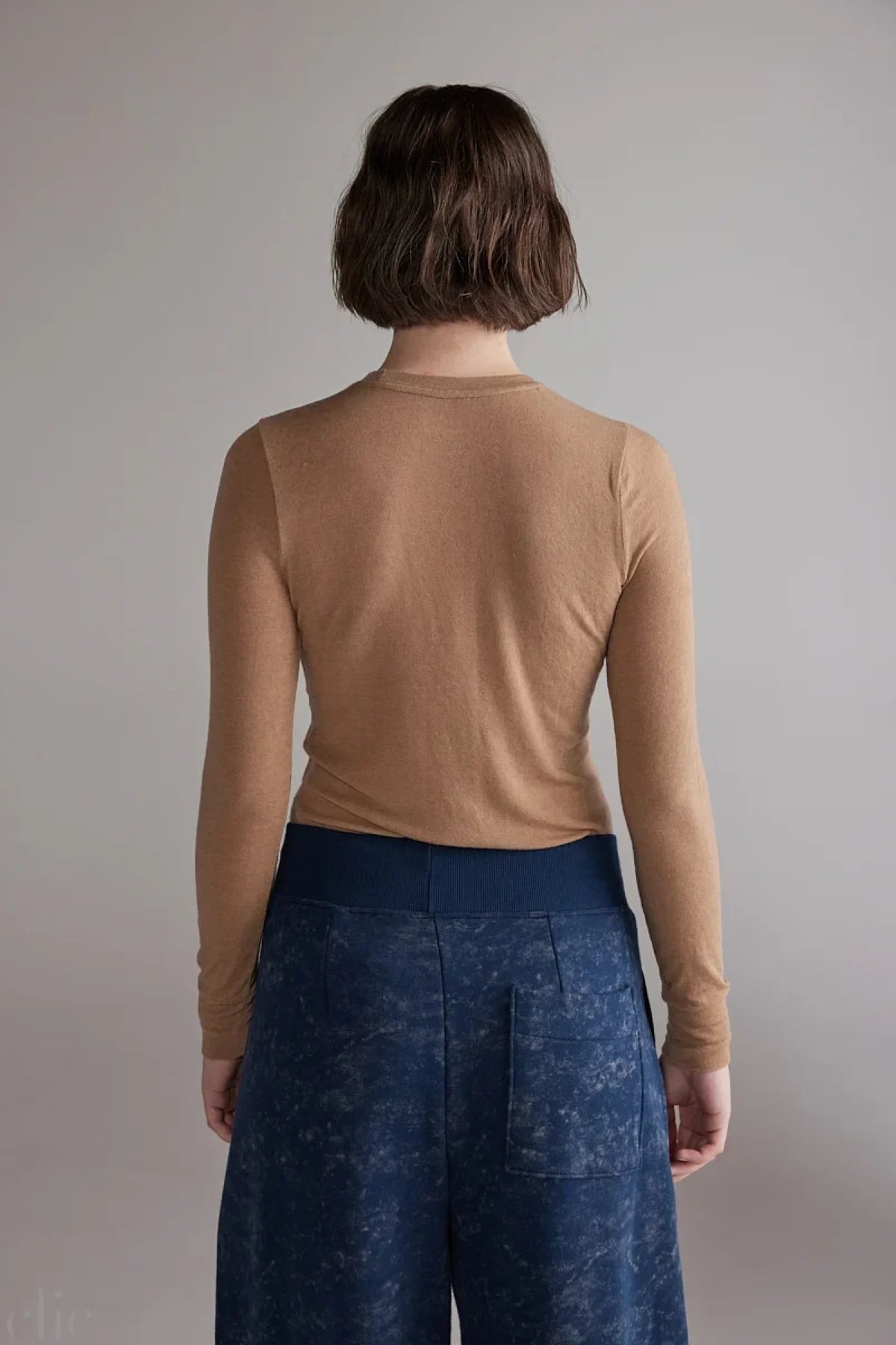 Wool Blend Knit Top in Wood, from Amente