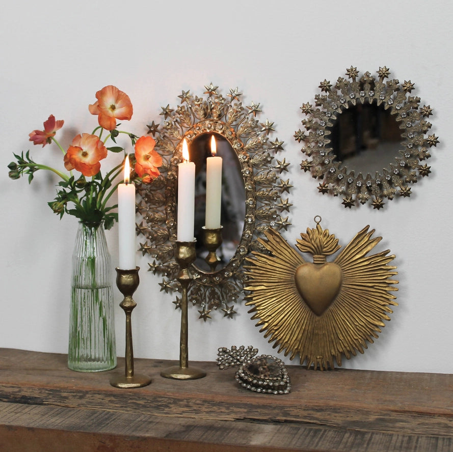 Medium Sonrisa Taper Candle Holder in Brass, from HomArt