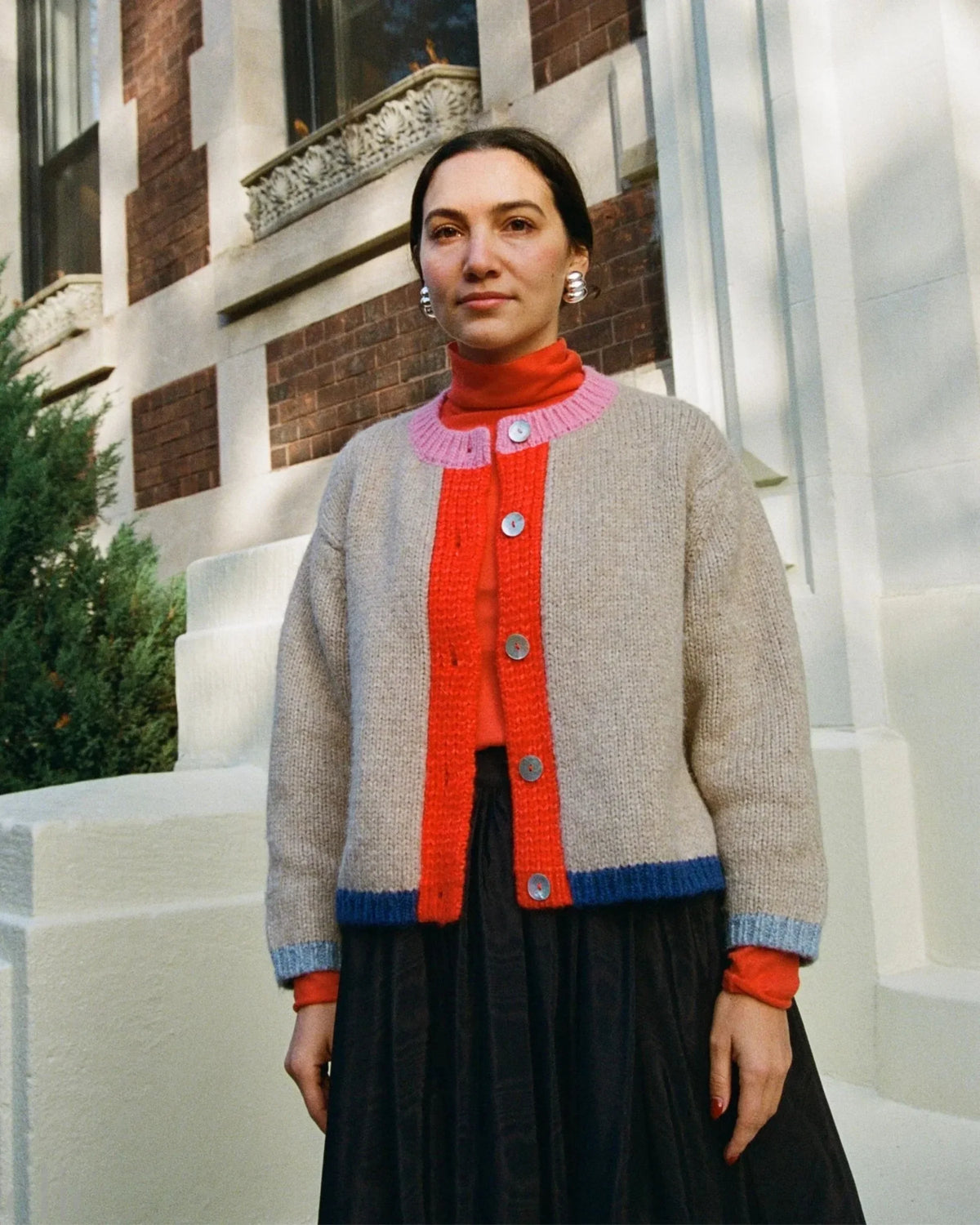 Sheba Colorblock Cardigan in Oatmeal, from Nikki Chasin