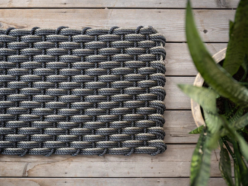 Large Triple Weave Doormat in Mushroom and Charcoal, from The Rope Co.