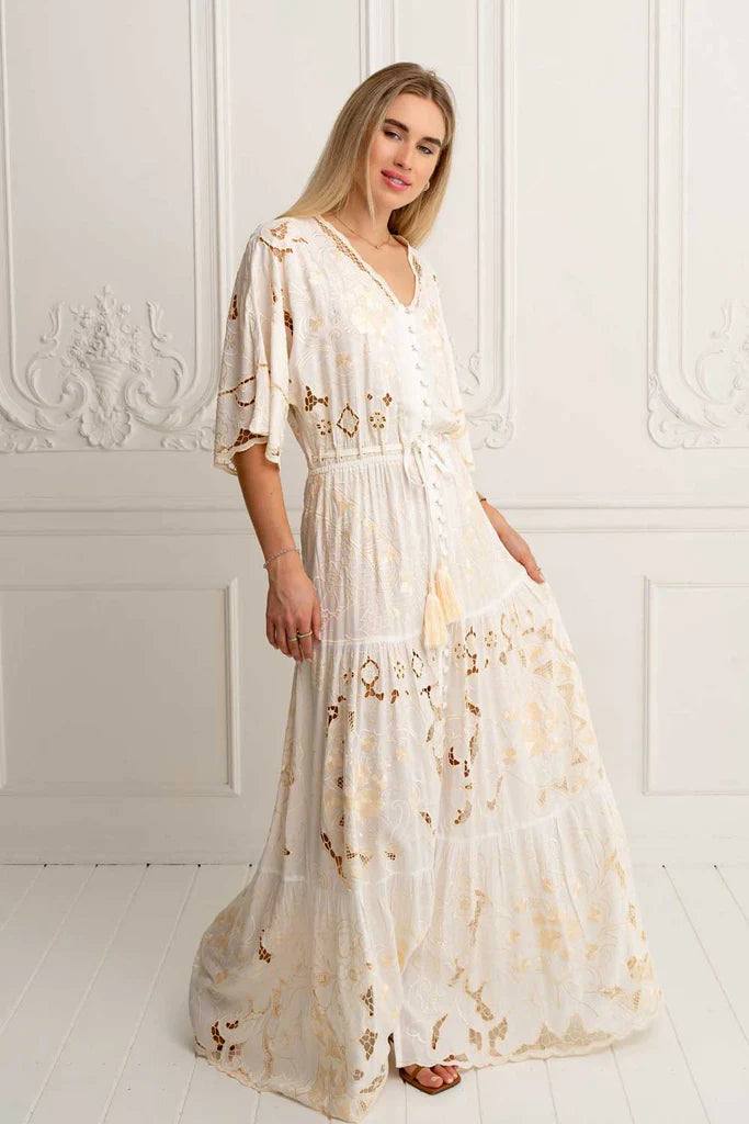 Isla Kimono Dress in White, from Zaimara