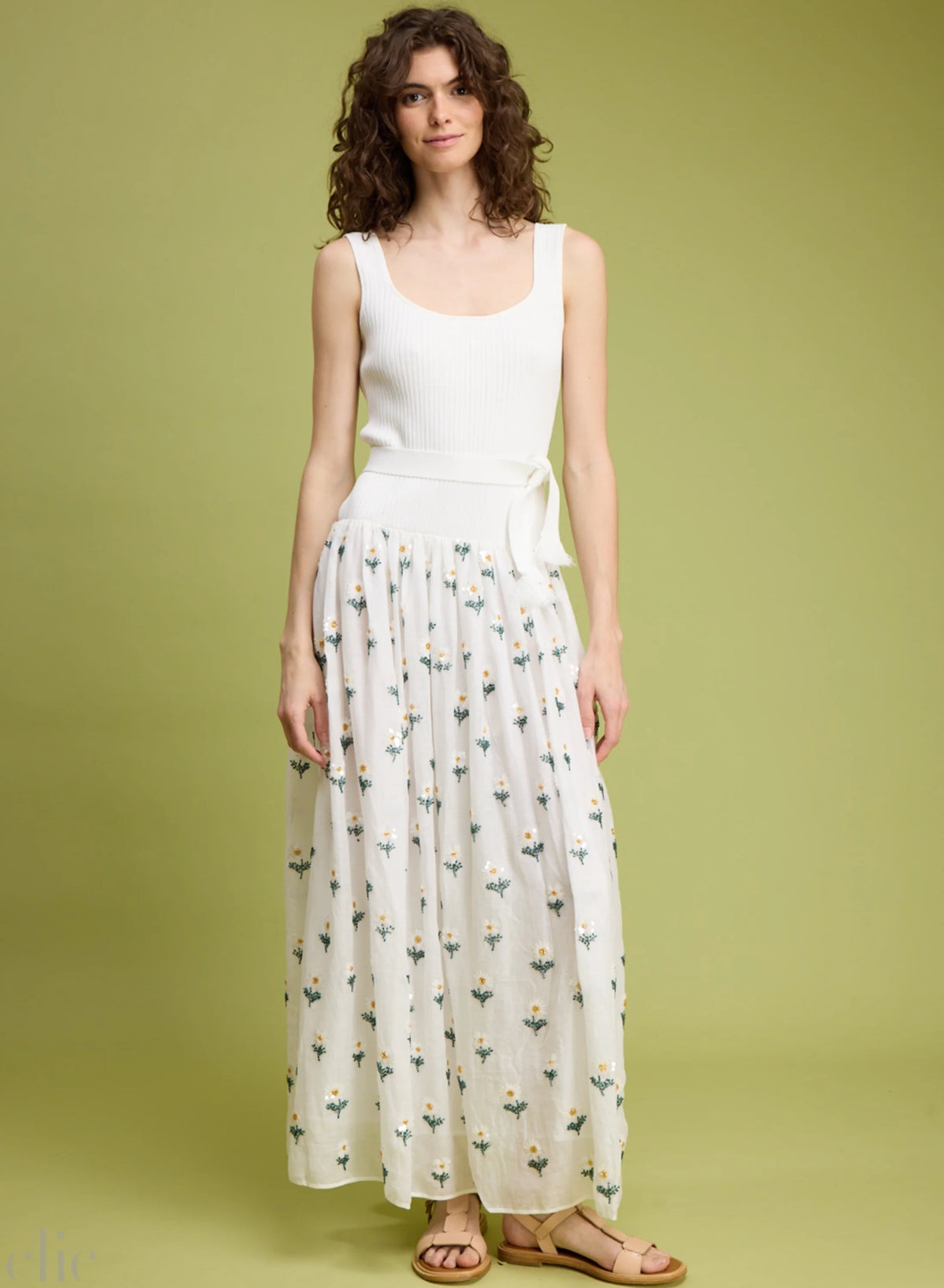 Beaded Daisy Maxi Dress in Natural, from Love Binetti