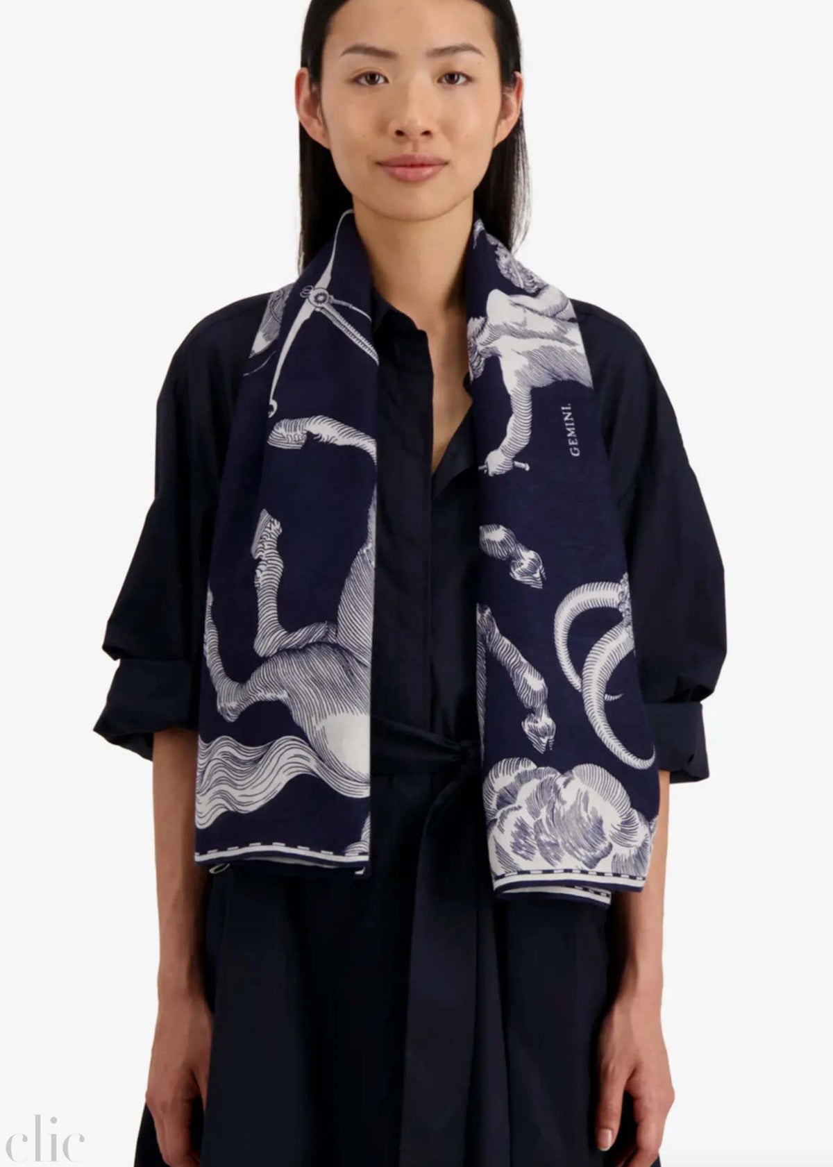 Astrologie 130 Square Scarf in Dark Blue, from Inoui Editions