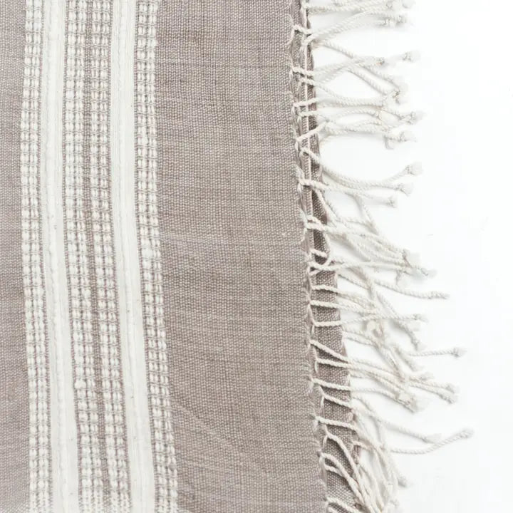 Aden Cotton Blanket in Stone and Natural, from Creative Women