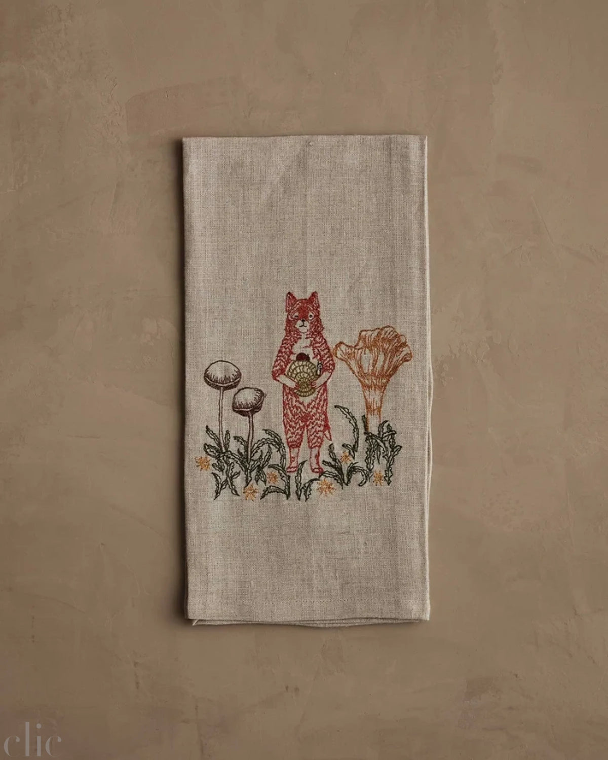 Fox with Mushrooms Tea Towel, from Coral & Tusk