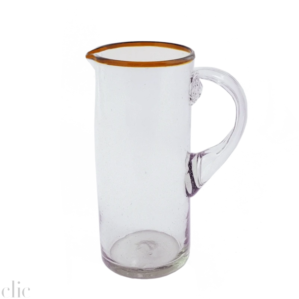 Glass Pitcher with Amber Rim