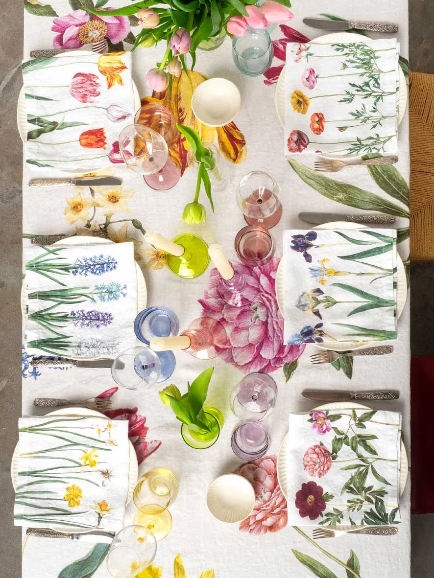 Set of 6 Early Flowers Napkins, from Linoroom