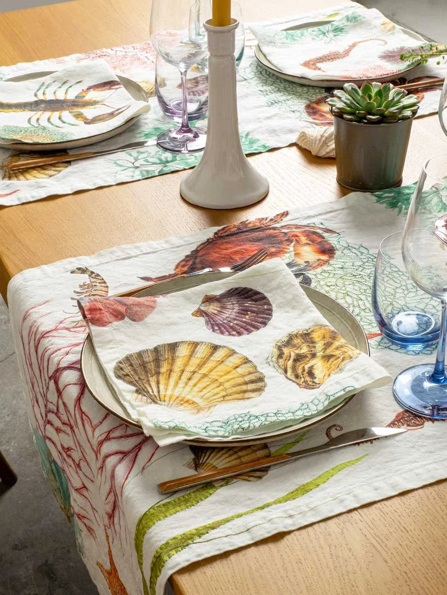 Set of 6 Ocean Animals Linen Napkins, from Linoroom