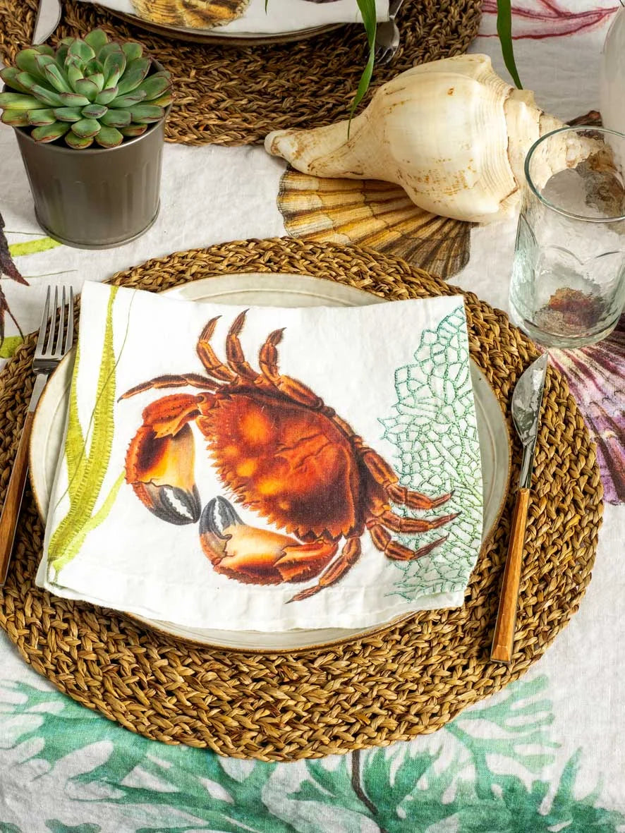 Set of 6 Ocean Animals Linen Napkins, from Linoroom