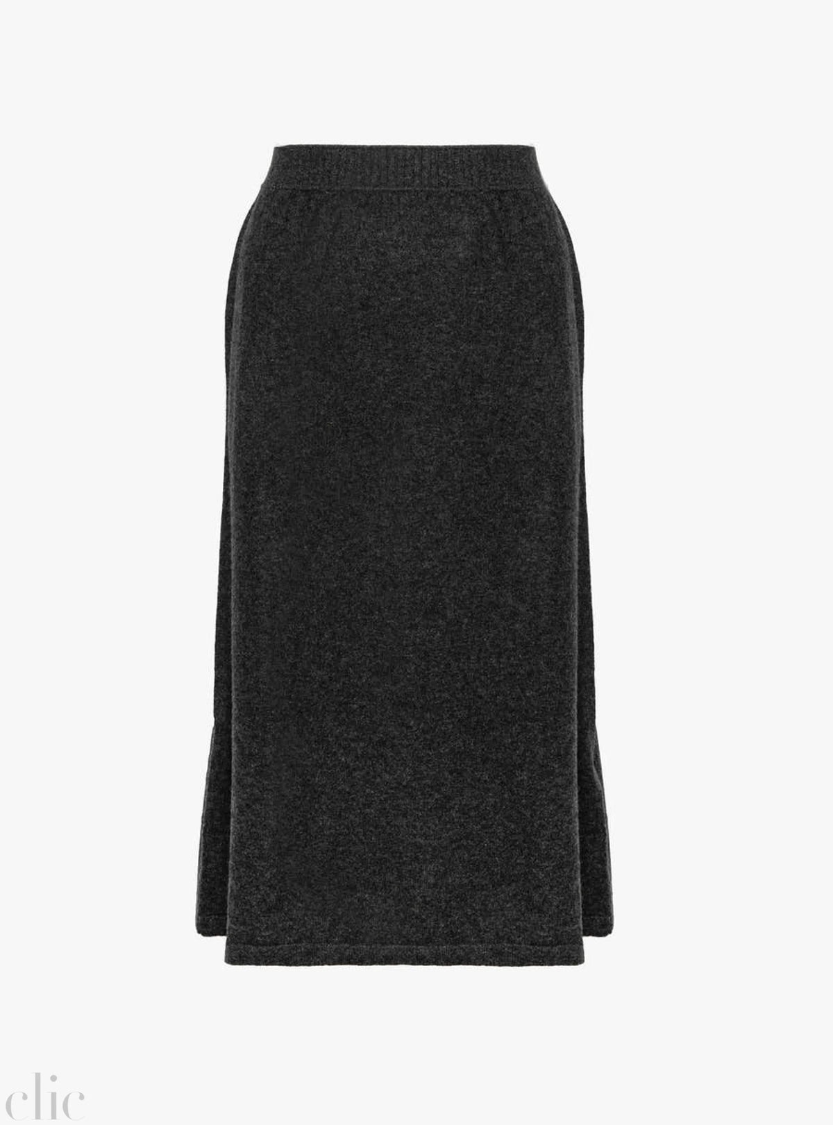 Cashmere Flat Stitch Semi Circle Knit Skirt in Melange Black, from Modern Weaving