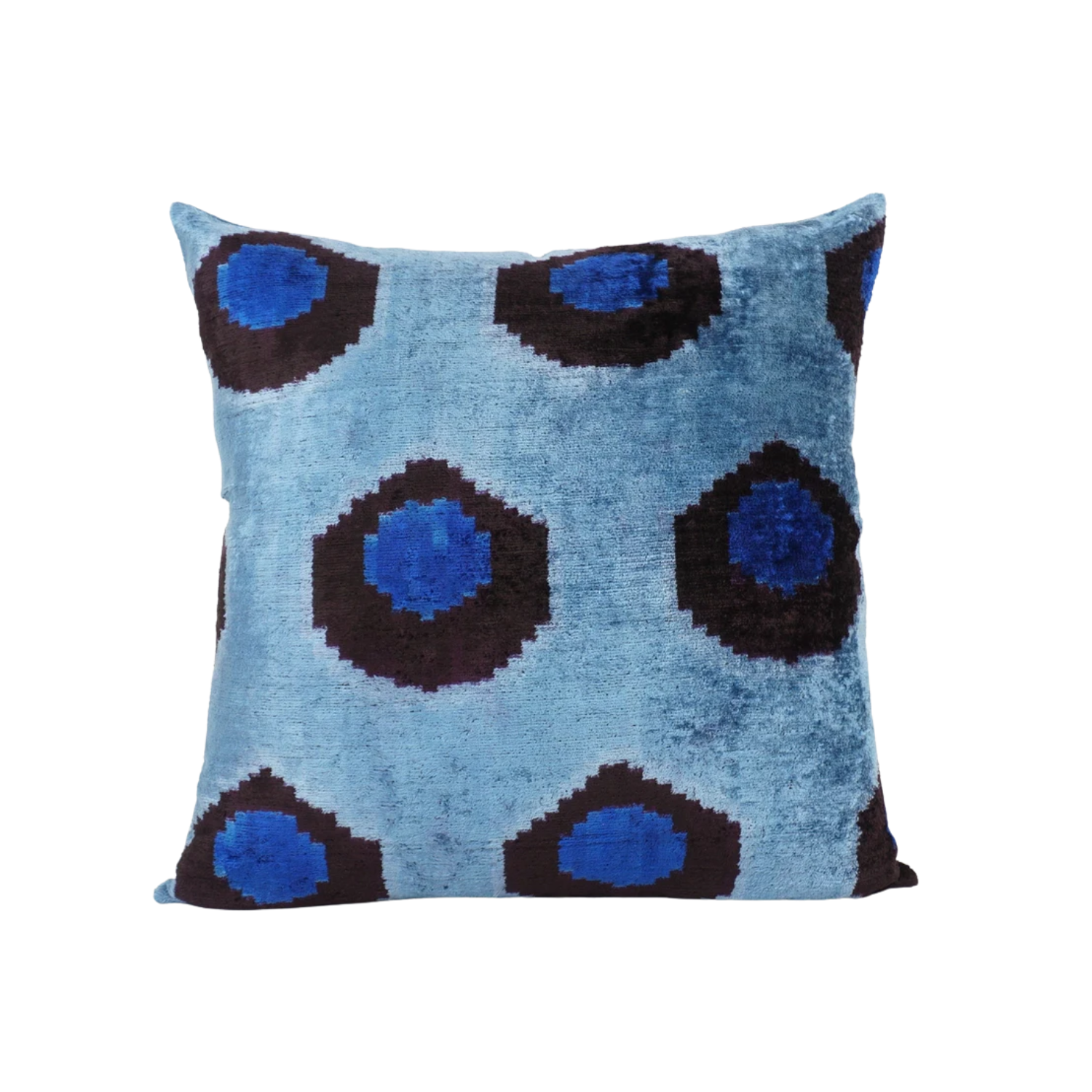Ikat Silk & Velvet Pillowcase in Blue, from MD Home