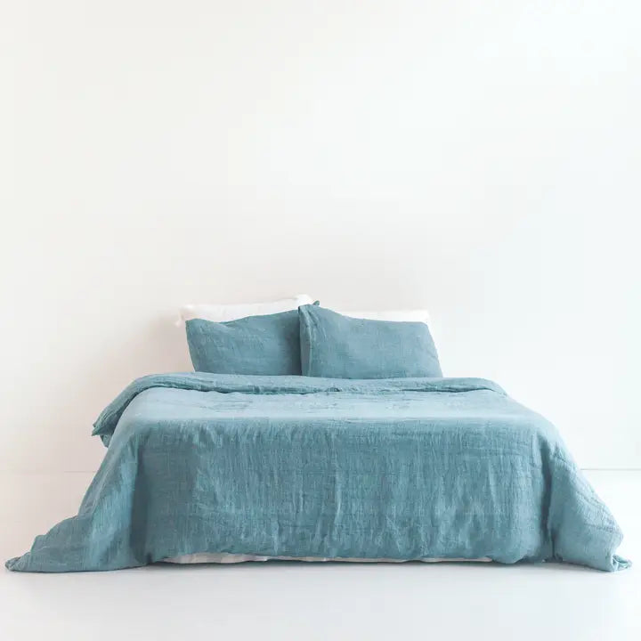 Linen Duvet Cover Set in Denim Blue, from Creative Women