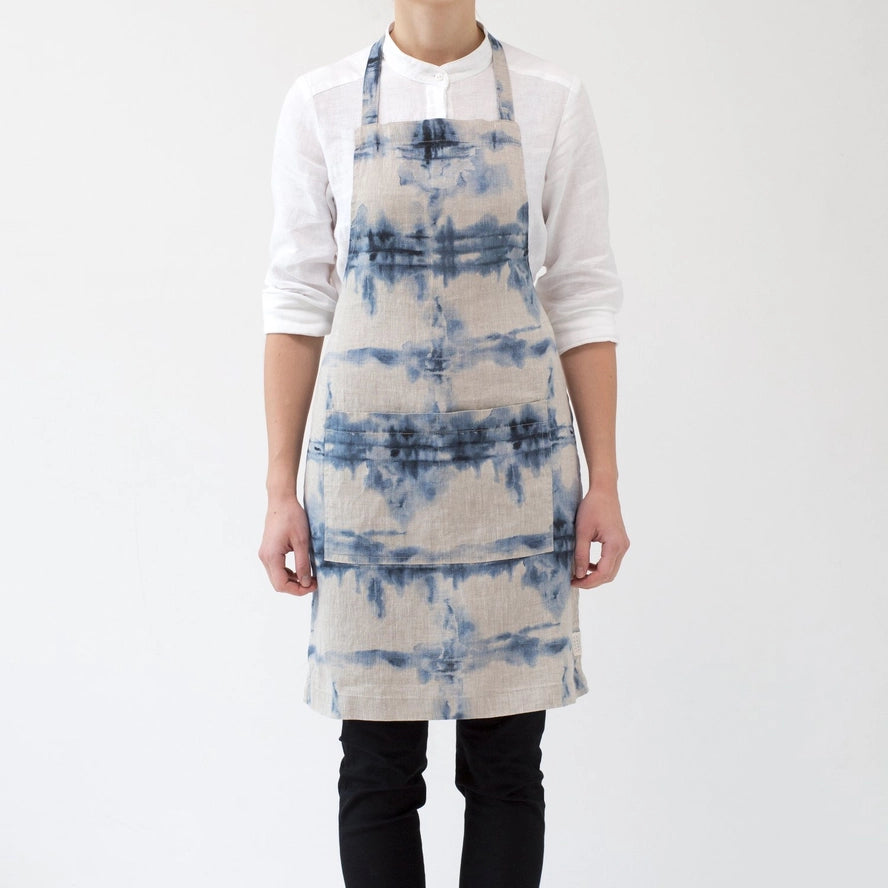 Natural Linen Apron in Tie Dye, from Linen Tales