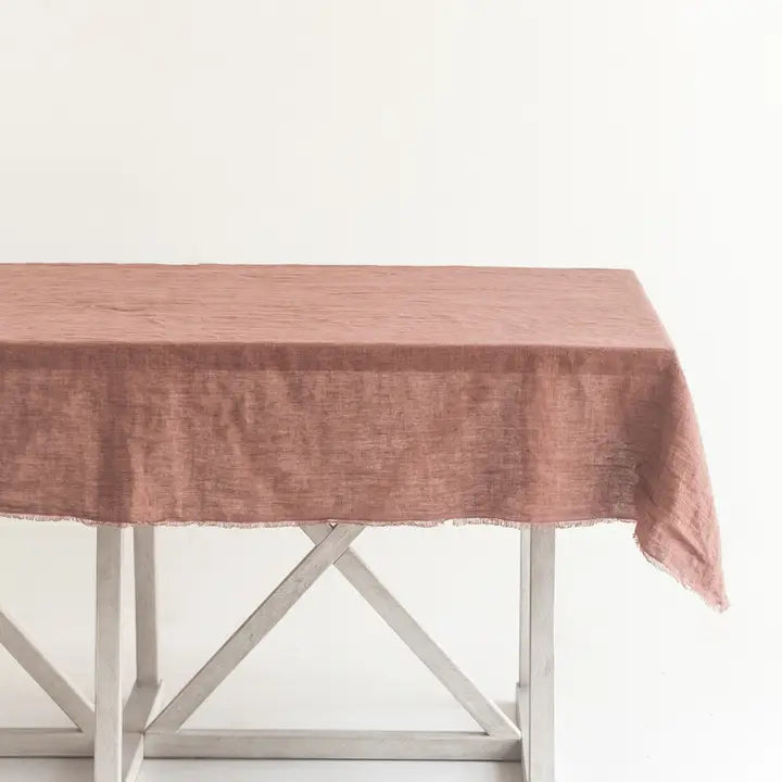 Stone Washed Linen Tablecloth in Ash Rose, from Creative Women