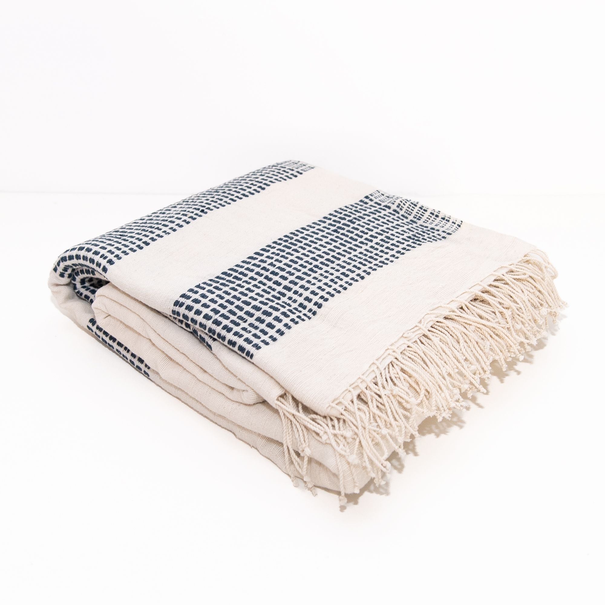 3 Pannel Dotted Blanket in Natural and Navy, from Creative Women