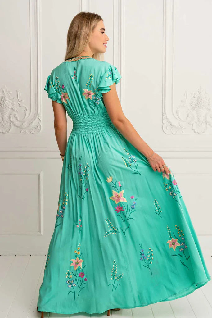 Flores Gown in Aqua Green, from Zaimara