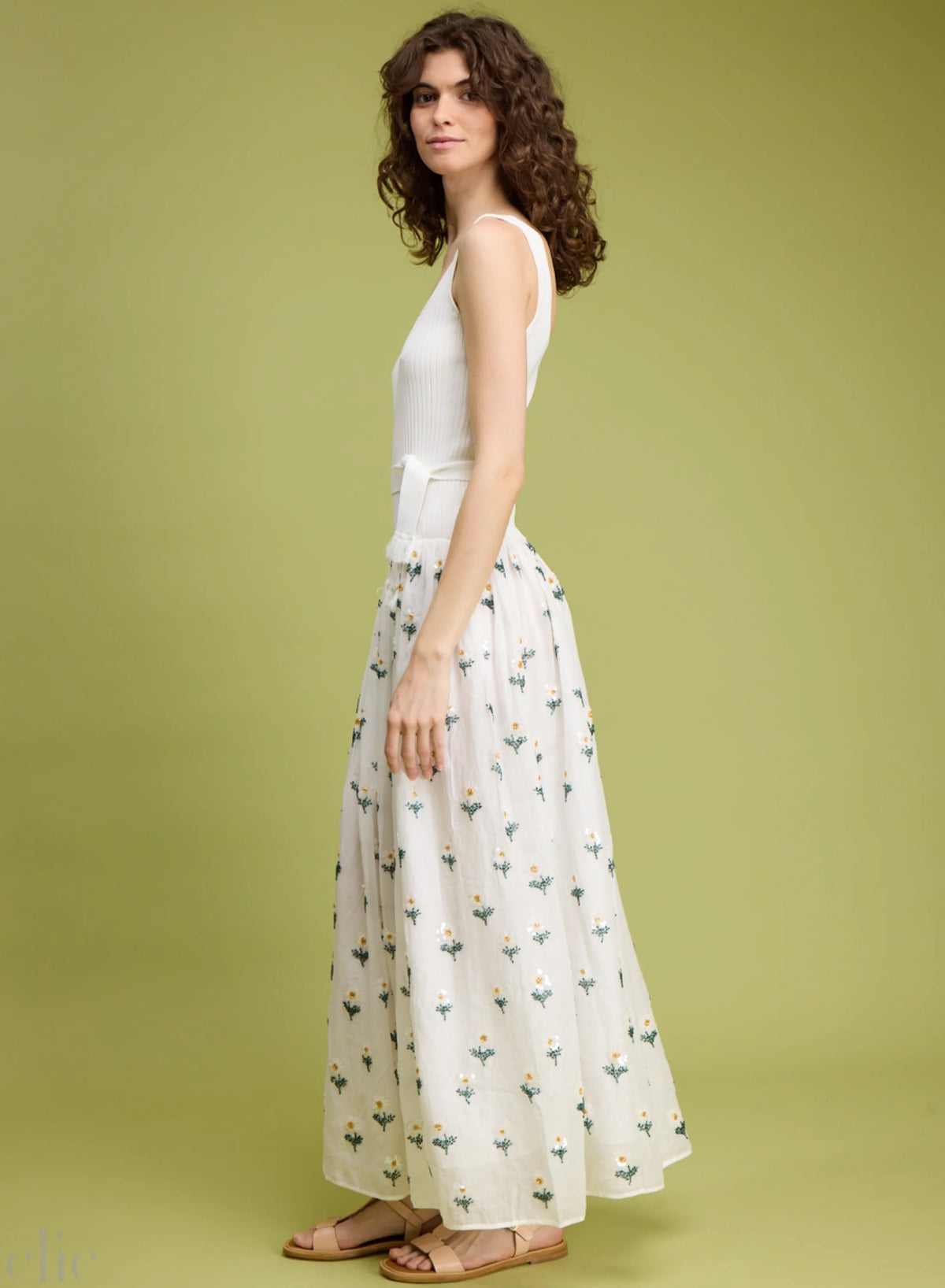 Beaded Daisy Maxi Dress in Natural, from Love Binetti