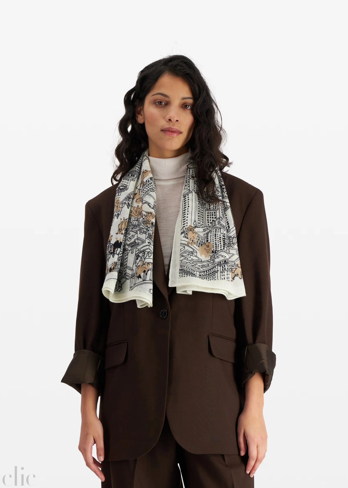 Central Park Square Scarf in White, from Inoui Editions